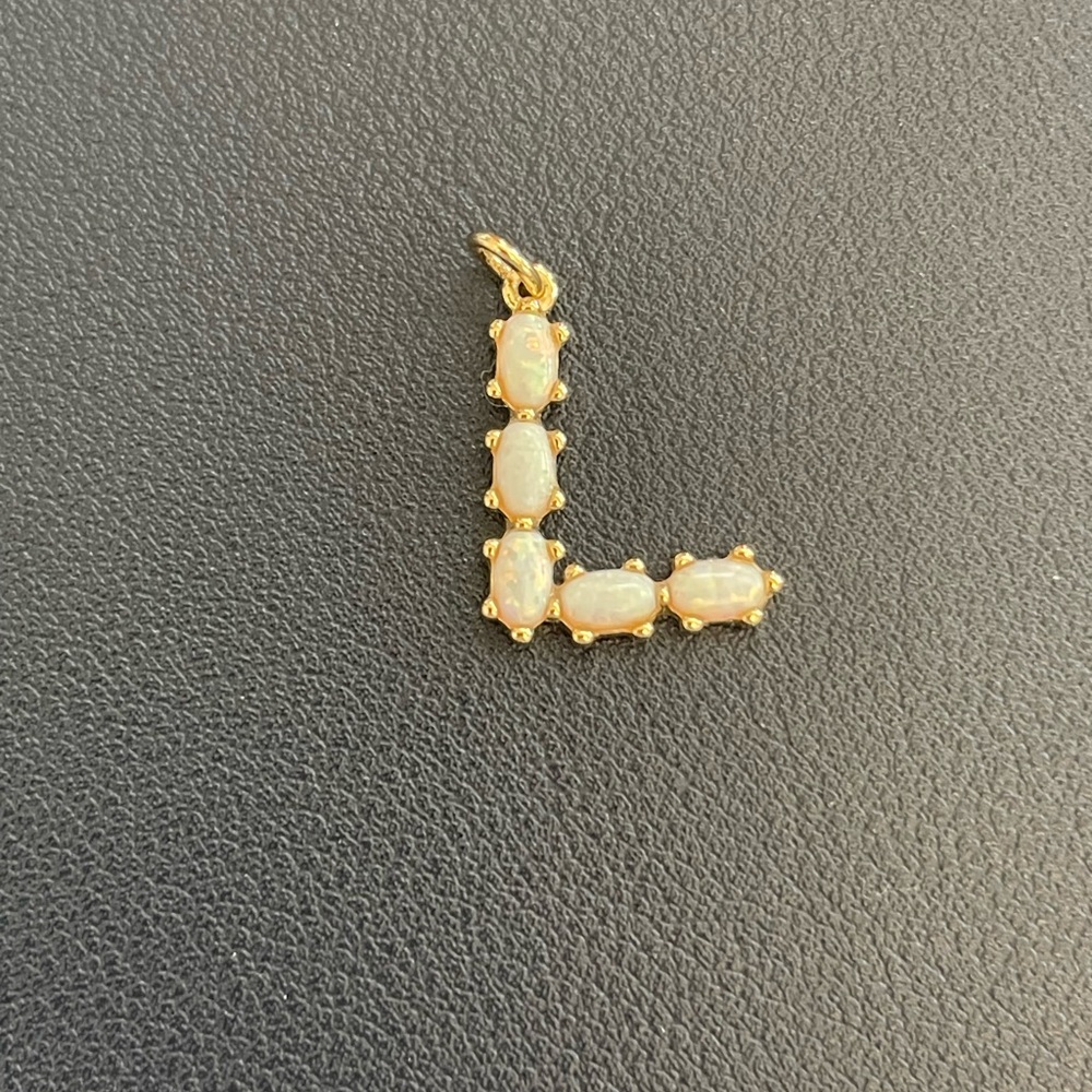 Stella & Dot Momento Yellow Gold + Opal L initial